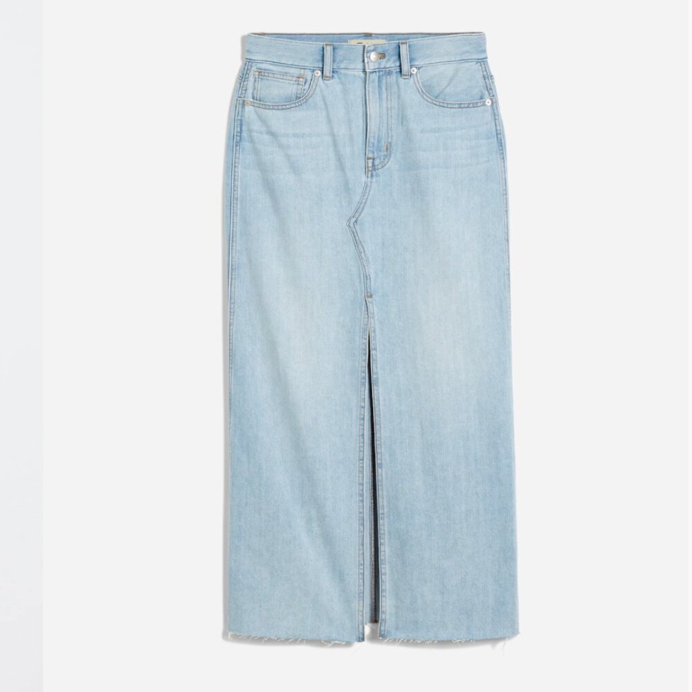 NWT Madewell The Rilee Denim Midi Skirt Size 29